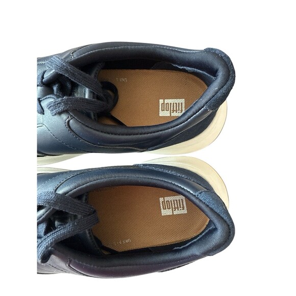 FitFlop F-Mode Leather Suede Flatform Sneaker SZ 7.5 Slip Resistant Navy NEW - Picture 6 of 9